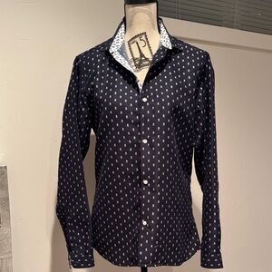 Women’s Navy Patterned Blouse with mini skulls